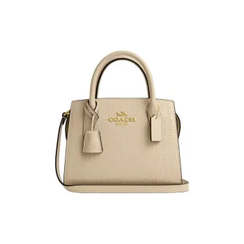 COACH Leather Shoulder Bag, Crossbody Bag, Handbag Trumpets Women's Gold With Ivory