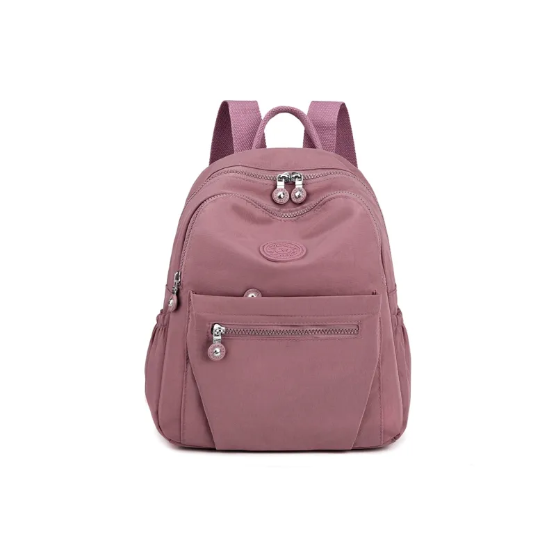 Parker Bear Nylon Fabric Backpack Regular Unisex Flesh Pink/Light Green/Black-0