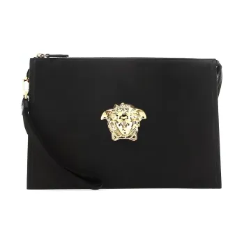 VERSACE Leather Commute Coin Purse, Clutch Regular Men's Black
