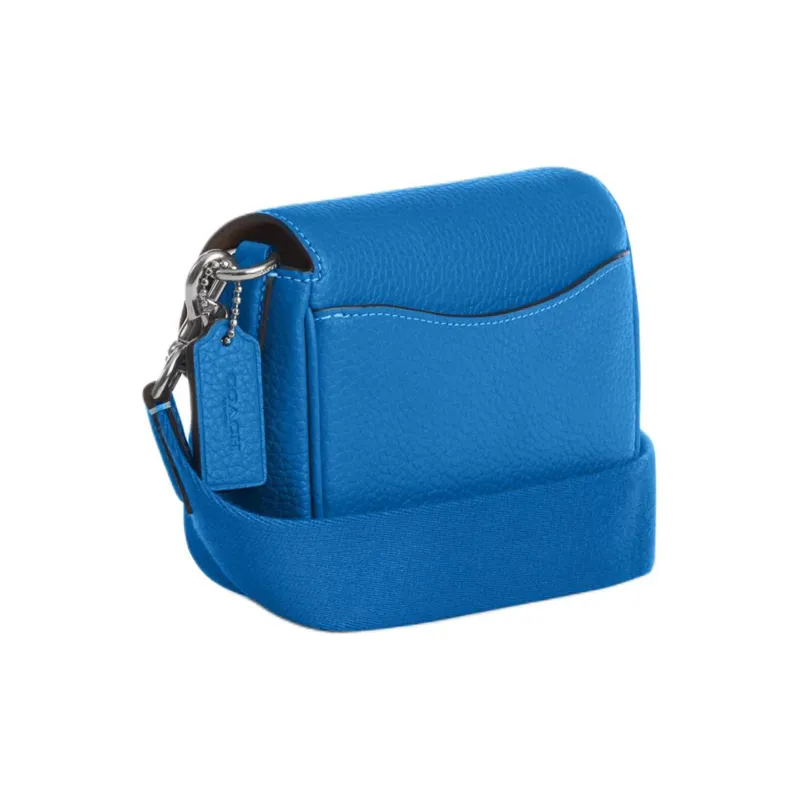 COACH Amelia Eggstone Grain Leather Saddle Bag Shoulder Bag Crossbody Bag Small Size Women's Silver > Bright Blue-1