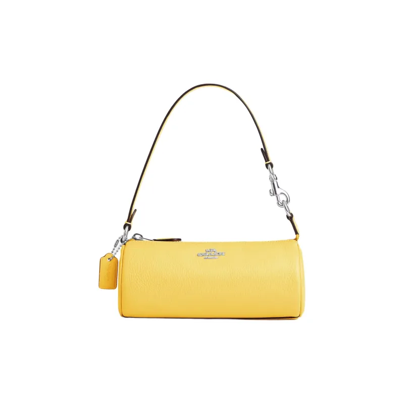COACH Nolita High-Quality Pebbled Leather Handbag Shoulder Bag Small Size Women's Silver & Vintage Yellow-0