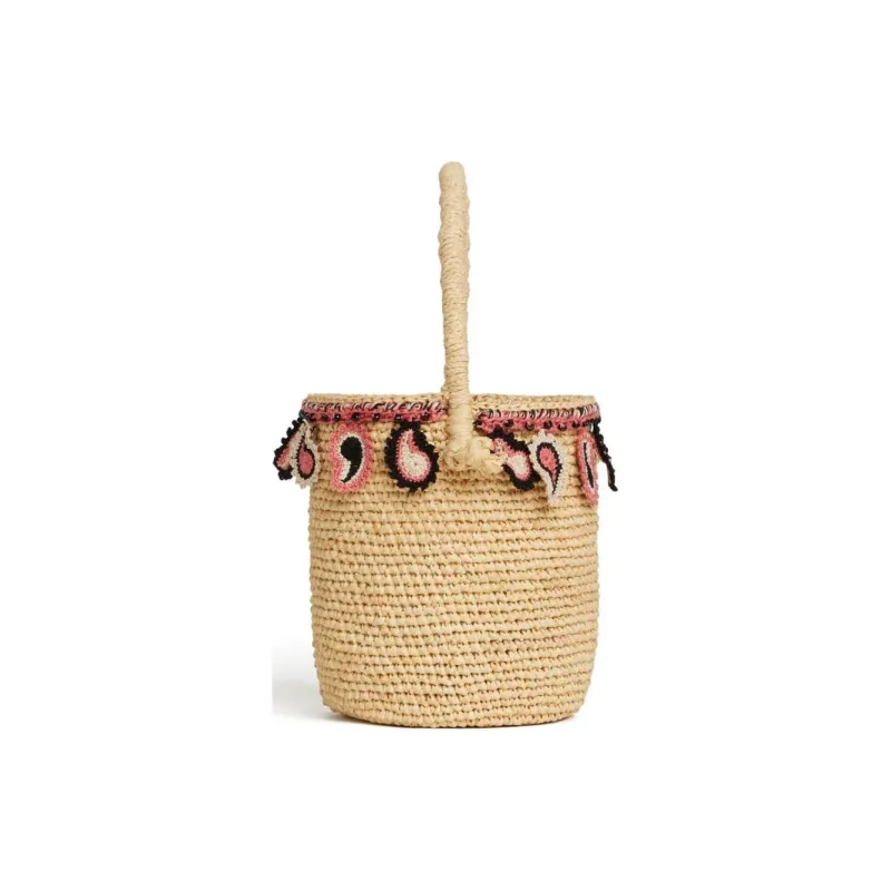 Alanui Paisley appliqué Raffia Basket Bag-2