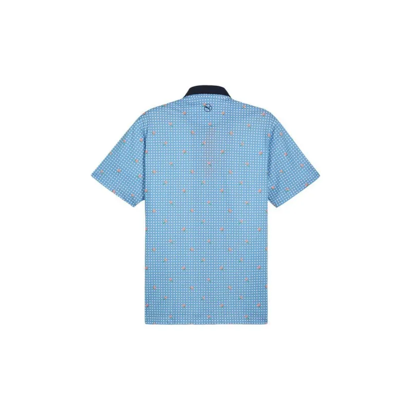 PUMA PIQUE GINGHAM Polo Shirt Men's Light Blue-1