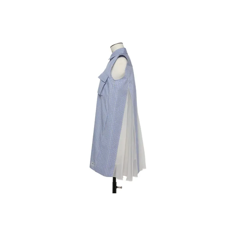 Sacai Button Detailed Striped Sleeveless Dress-2