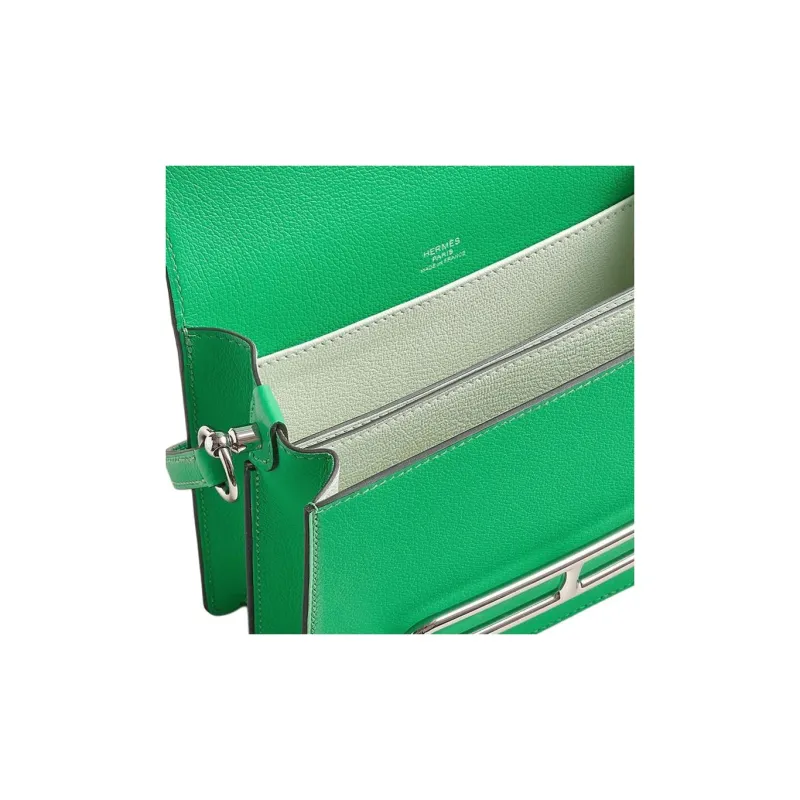 HERMES Roulis Evercolor Calfskin Pig Nose Shoulder Bag Crossbody Bag Mini Women's Comic Green-3