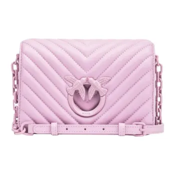 PINKO Click Series Sheepskin Shoulder Bag, Crossbody Bag Mini Women's Pink