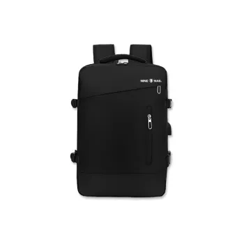 NINE NAIL Water-Resistant Oxford Casual Backpack Unisex Black