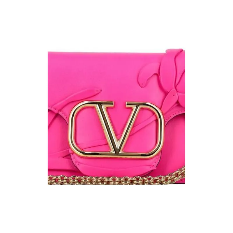 Valentino GARAVANI Lambskin Handbag Shoulder Bag Women's Rose Red-4