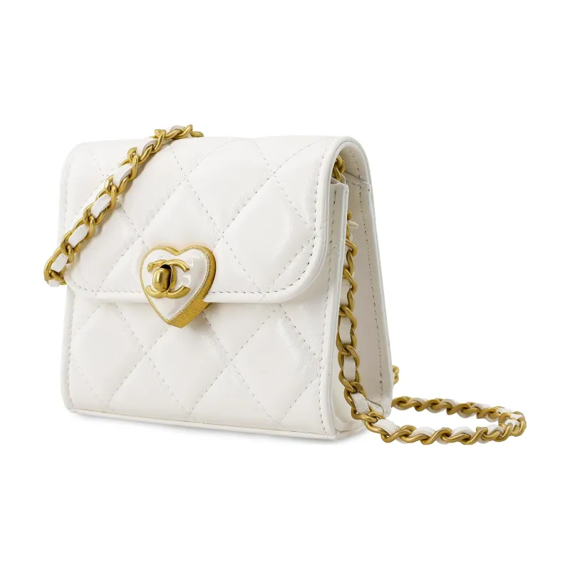 CHANEL Lambskin Clutch Handbag, Shoulder Bag, Crossbody Bag Women's White-1
