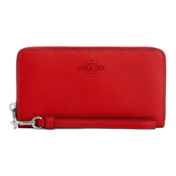 COACH Zip Around Leather Wallet Small Size Women's Bright Red