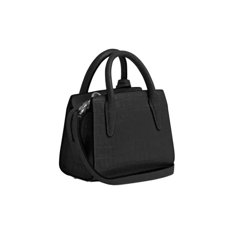 COACH Leather Shoulder Bag Crossbody Bag Handbag Mini Women's Silver & Black-1