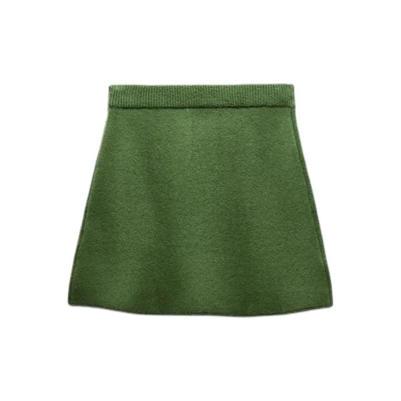 ZARA Casual Short Skirts Women's Green-1