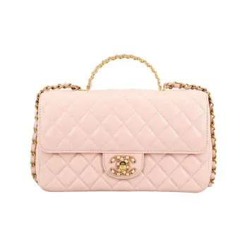 CHANEL Classic Flap CF Sheepskin Mouth Cover Bag Crossbody Bag Small Size Women's Cherry Blossom Pink