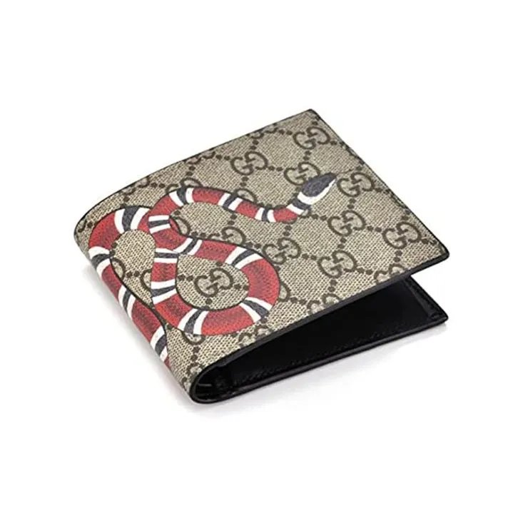 GUCCI Canvas Card Holder Wallet With Coin Pocket Men's Ebony/Beige/Brown-2