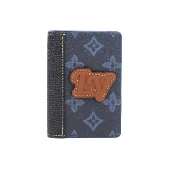 LOUIS VUITTON Cow Leather Card Holder, Wallet Men's Blue