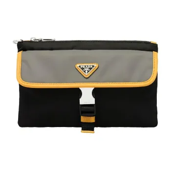 PRADA Nylon Clutch Men's Black/Yellow