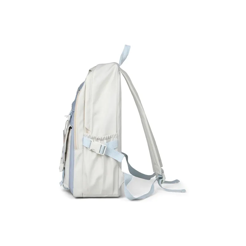 COMELY Nylon Fabric Backpack Tubas Unisex White & Blue/Black-2