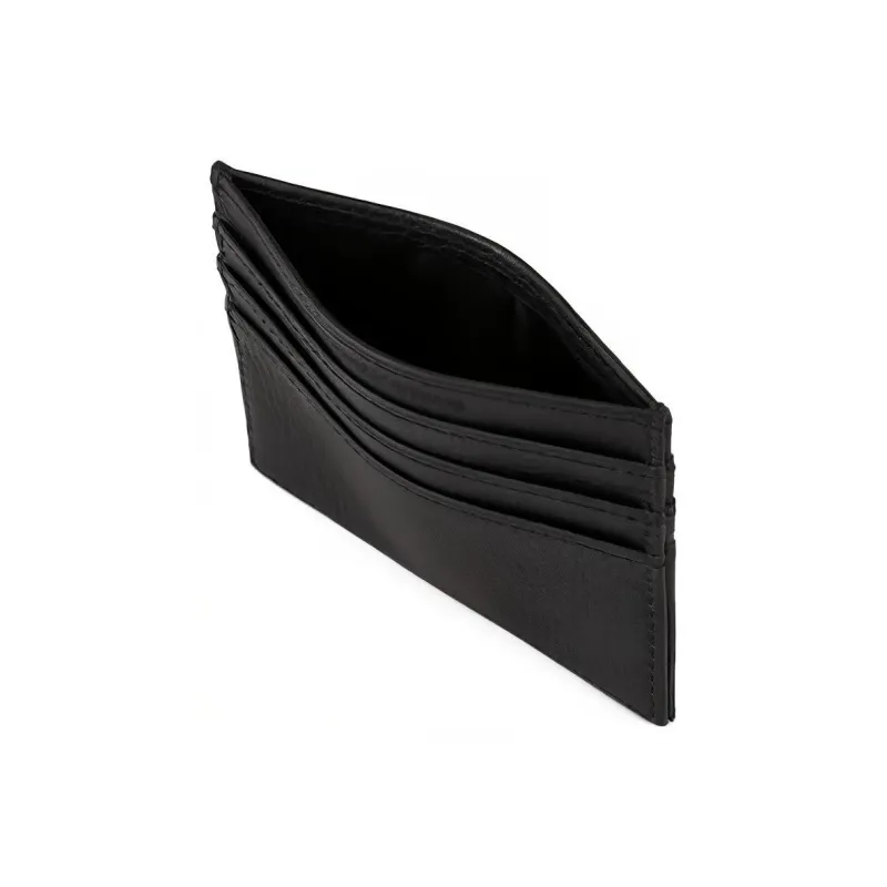 EMPORIO ARMANI Calfskin Card Holder, Wallet Men's Black-3