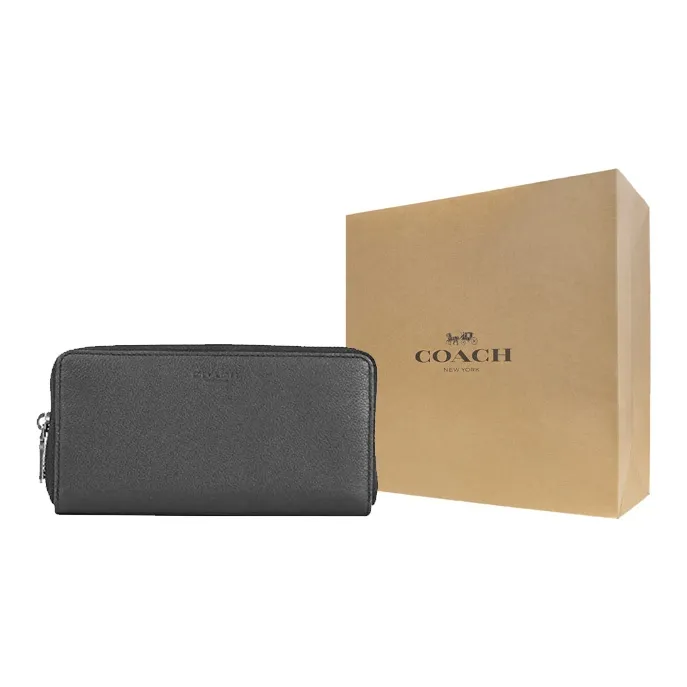 COACH Cow Leather Clutch Wallet Trumpets Men's Black-5