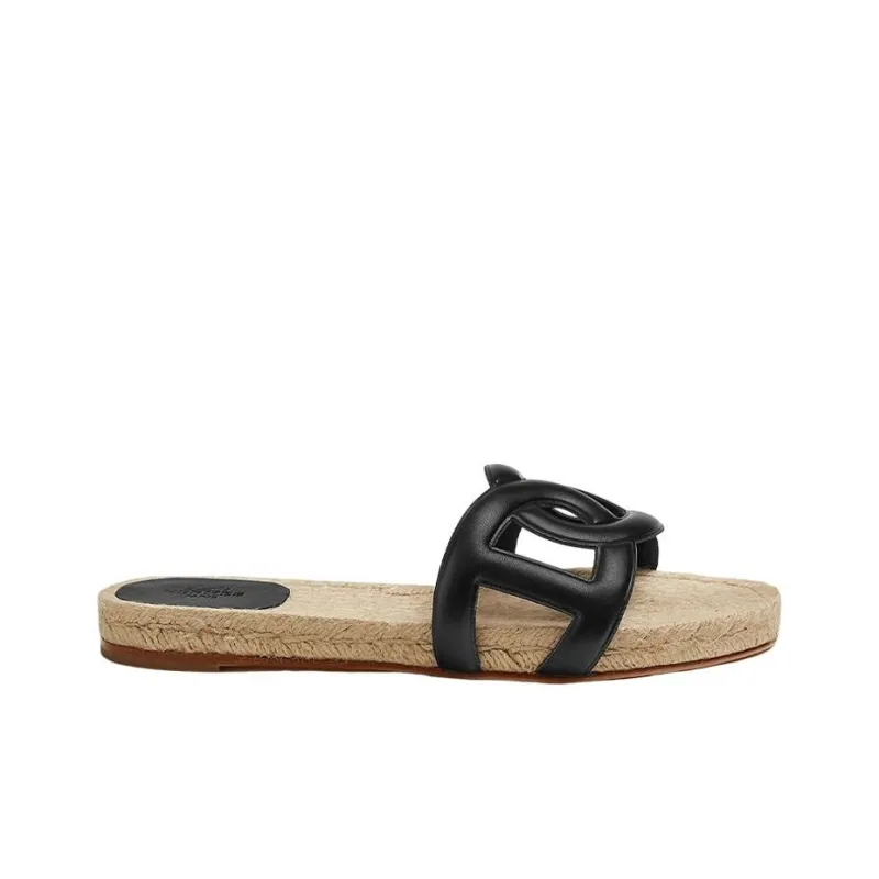 HERMES Slide Slippers Women's Black-1