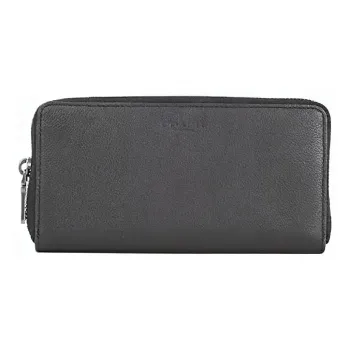 COACH Cow Leather Clutch Wallet Trumpets Men's Black