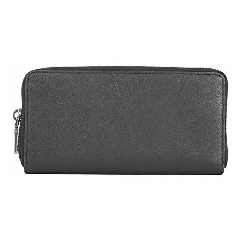 COACH Cow Leather Clutch Wallet Trumpets Men's Black-0