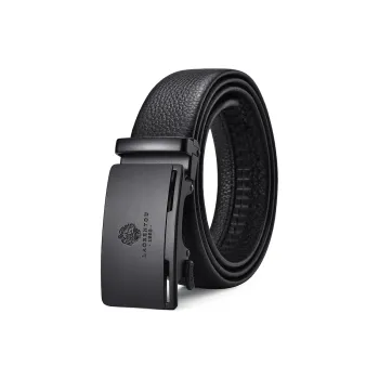 Old Man's Head Fashion Textured Automatic Buckle Top Grain Cow Leather Leather Belts Men's Black 3.5CM