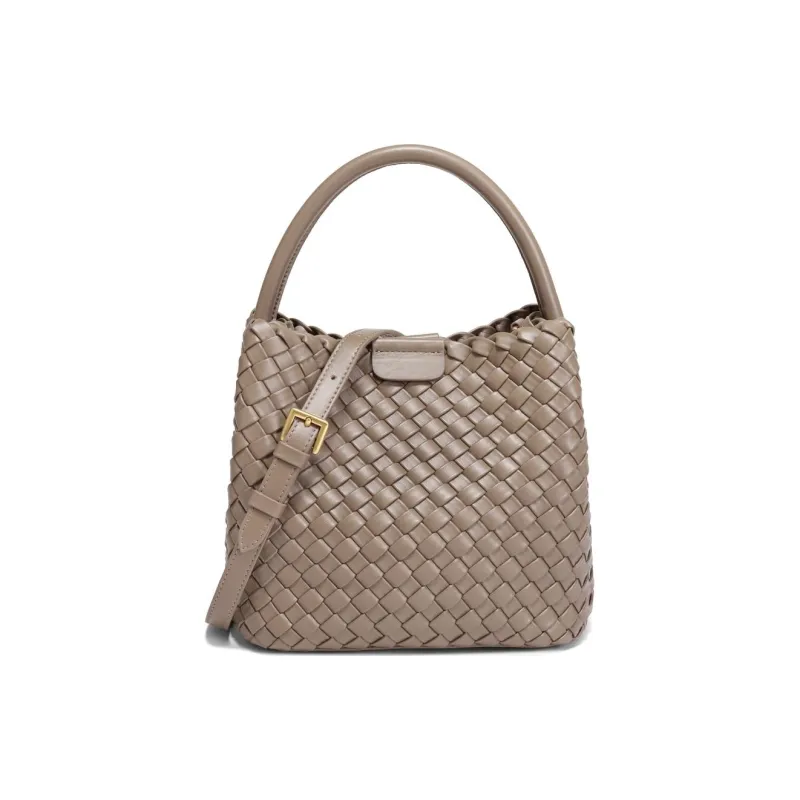 BELLE Cow Leather Handbag Bucket Bag Trumpets Women's Solid Color Plain-0