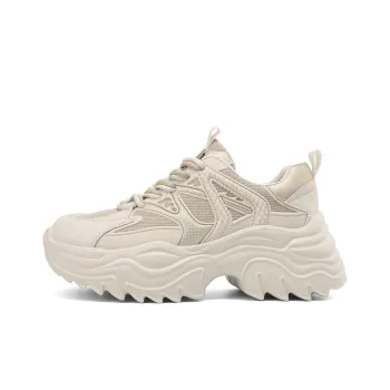 JOSINY Chunky Sneakers Women's Low Top Beige Khaki/Beige Red