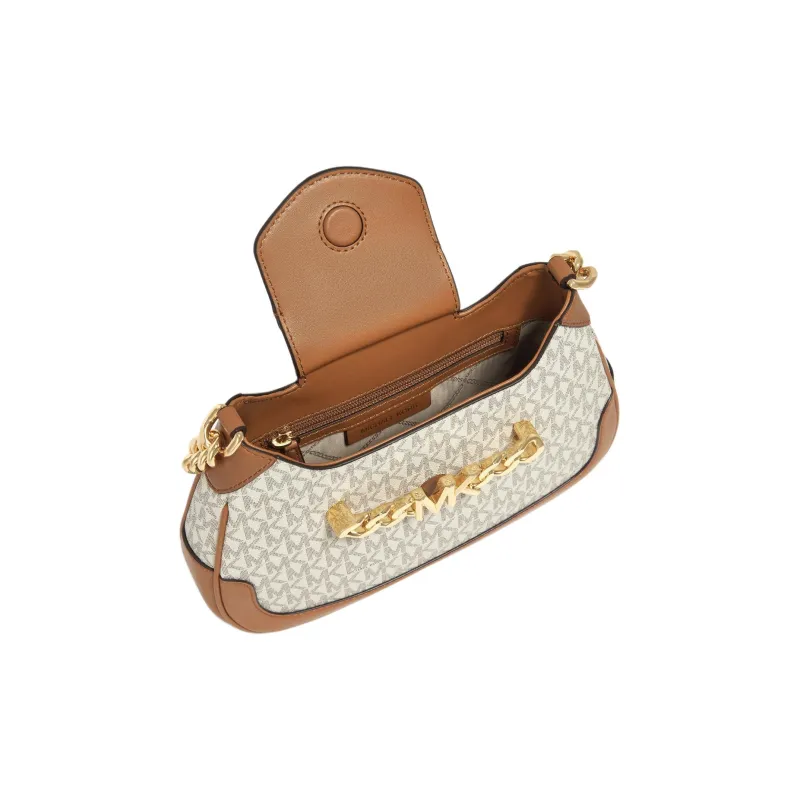 MICHAEL KORS Artificial Leather Shoulder Bag Women's Vanilla White & Acorn Brown-2
