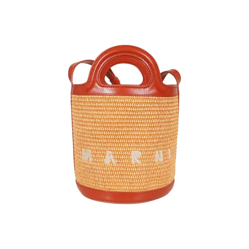 MARNI TROPICALIA Raffia Bucket Bag Handbag Small Size Women's Yellow