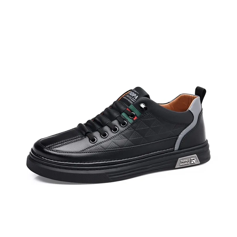 Poitulas Men's Casual Shoes Men Low Top Black/Brown-5