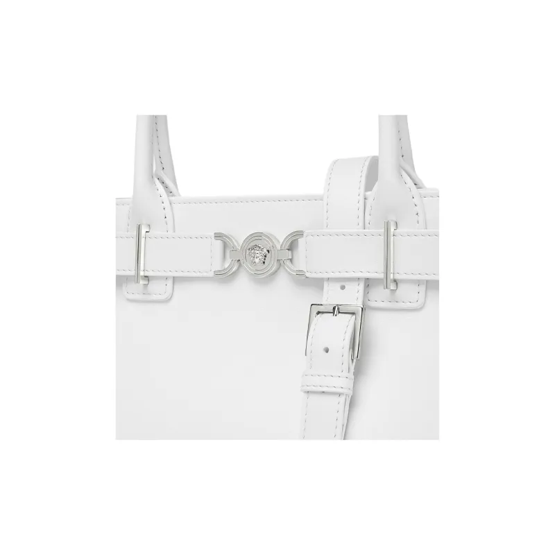 VERSACE Medusa '95 Cow Leather Tote Bag, Shopping Bag, Handbag Medium Size Women's White-3