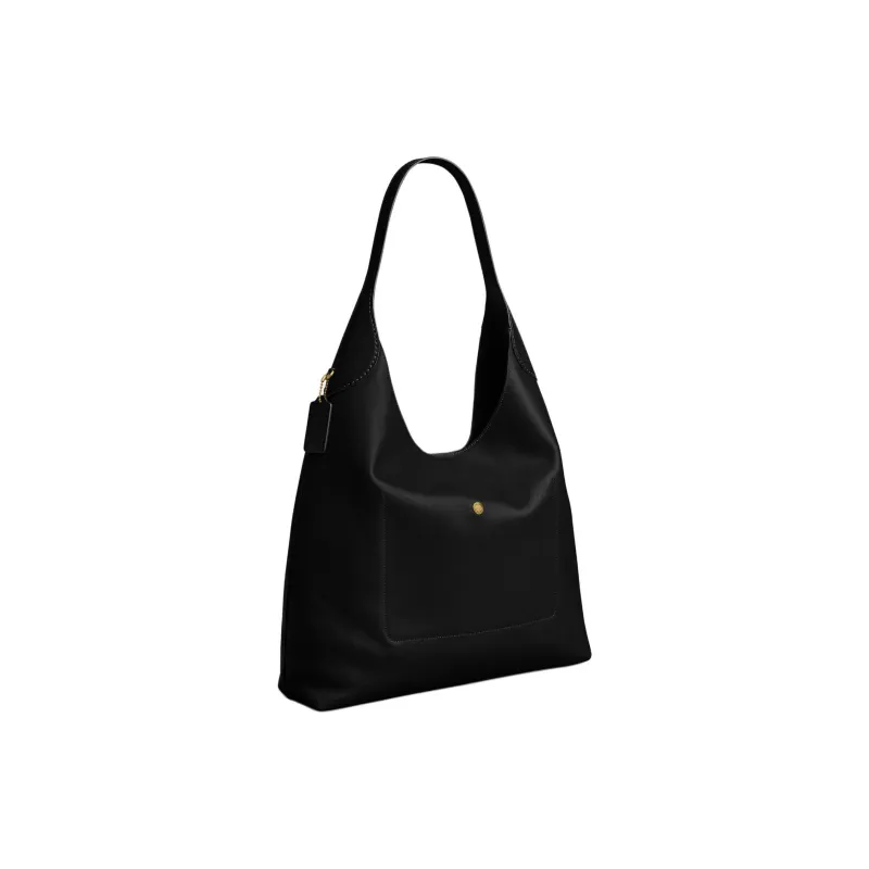 COACH Brooklyn Grain Leather Hobo Bag, Handbag, Shoulder Bag Large Size Women's Brass & Black-1