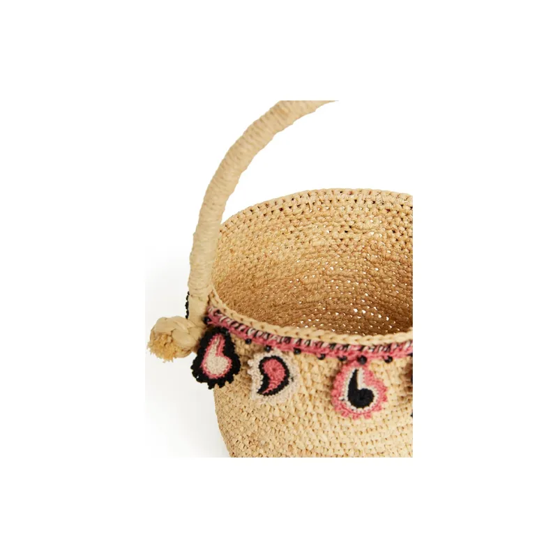 Alanui Paisley appliqué Raffia Basket Bag-4