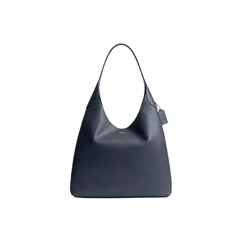 COACH Brooklyn Natural Grain Leather Hobo Bag, Handbag, Shoulder Bag Large Size Women's Brass Panel Denim-0