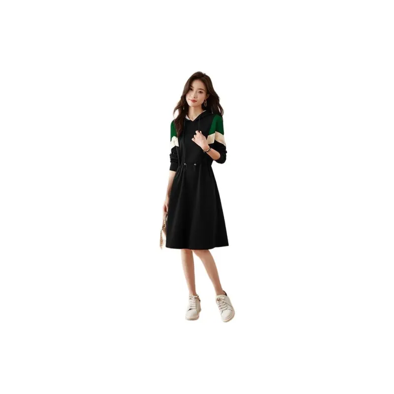 Still Quiet Long Sleeved Dress Women's Navy Blue-0