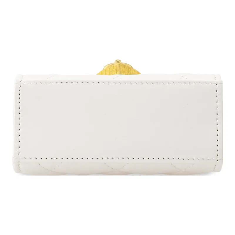CHANEL Lambskin Clutch Handbag, Shoulder Bag, Crossbody Bag Women's White-3