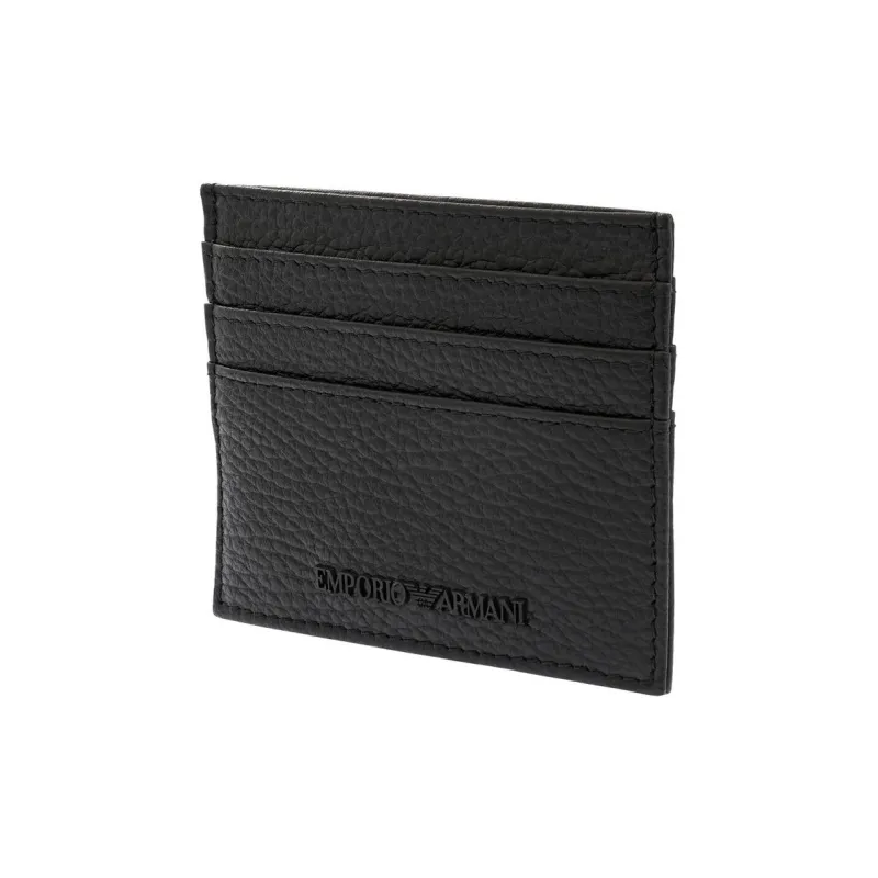 EMPORIO ARMANI Calfskin Card Holder, Wallet Men's Black-1