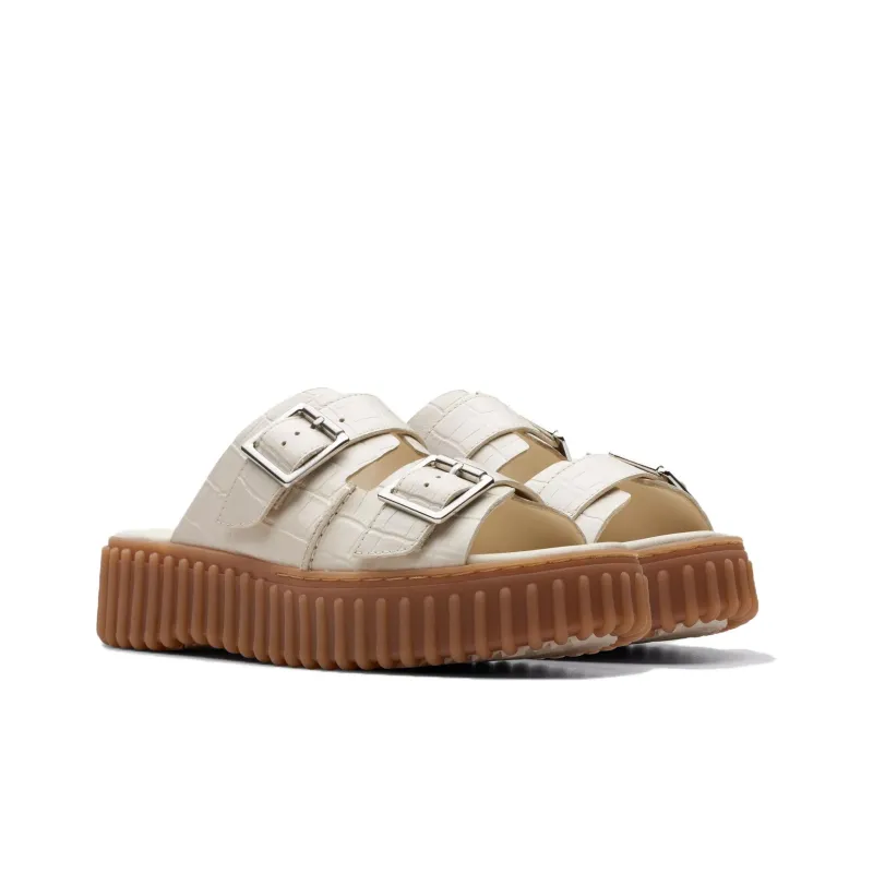 Clarks Slide Slippers Women's White-2