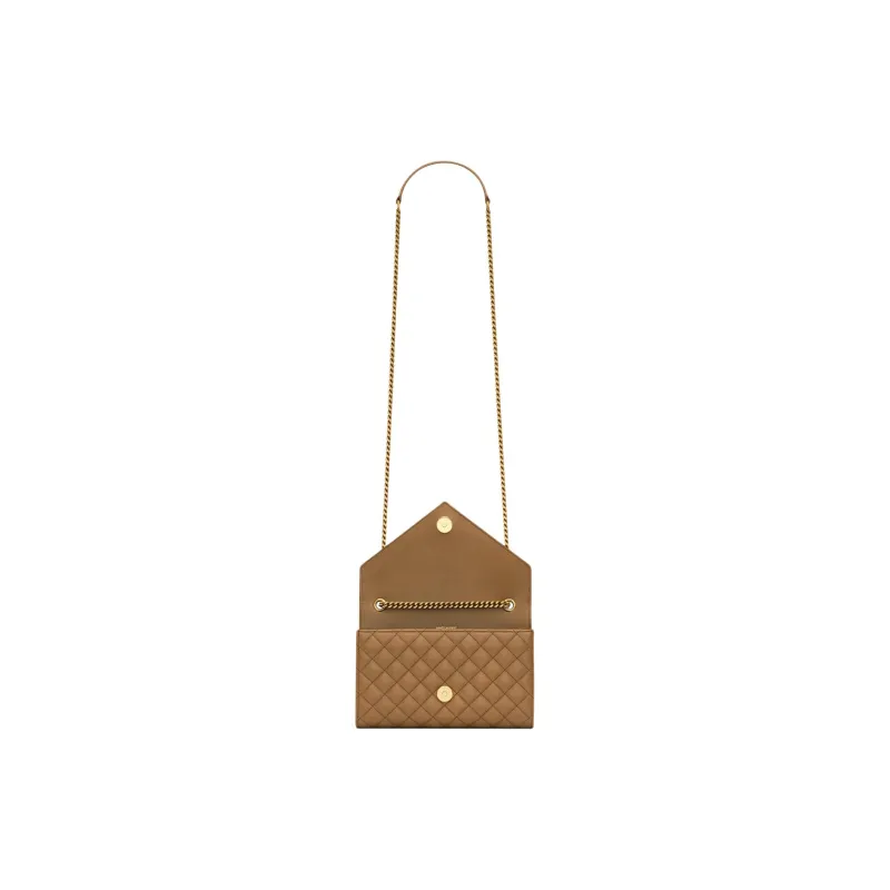 SAINT LAURENT Sheepskin Envelope Bag, Crossbody Bag, Shoulder Bag Trumpets Women's Dark Cork-5