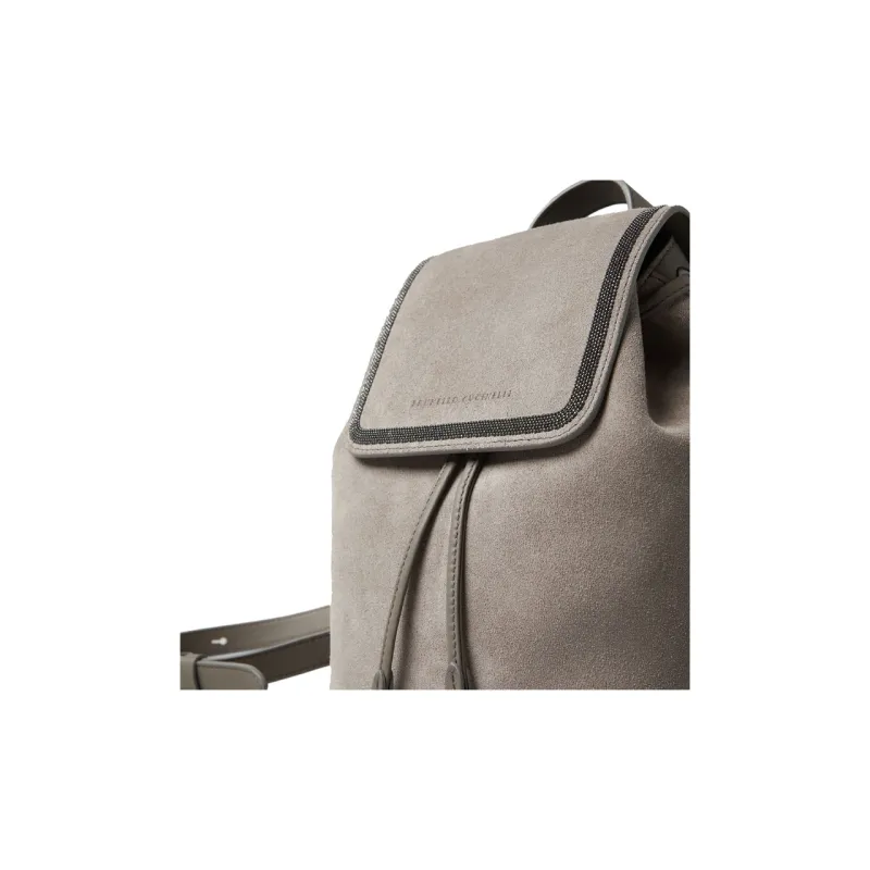 Brunello Cucinelli Monili-chain Suede Backpack-3
