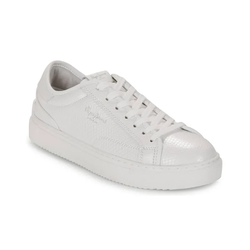 Pepe Jeans Adams Snaky Low Top Skateboard Shoes Women's White-6
