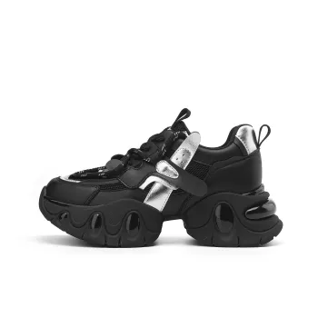 JOSINY Chunky Sneakers Women's Low Top Black Silver/Light Purple
