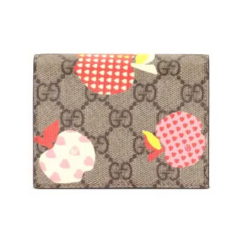 GUCCI Valentine's Day Collection Canvas With Leather Wallet Women's Ebony/White