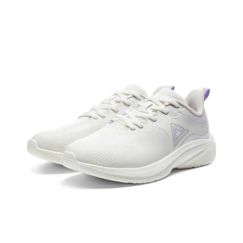 PEAK Cushioning Slip Resistant And Abrasion Resistant Low Top Sprint Running Shoes Women's Large White Light Purple-2