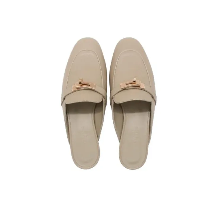 HERMES Oz Closed Toe Slippers Women's Milk Tea Gray-4