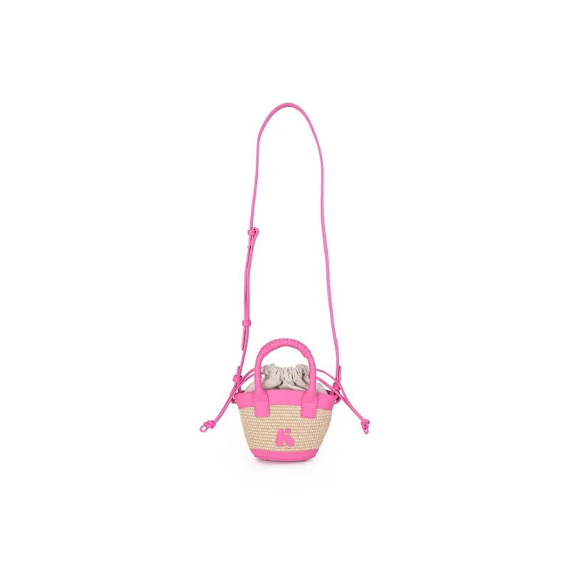 Karkki Top Grain Cow Leather Basket Bag, Shoulder Bag, Crossbody Bag, Handbag Women's Pink-4