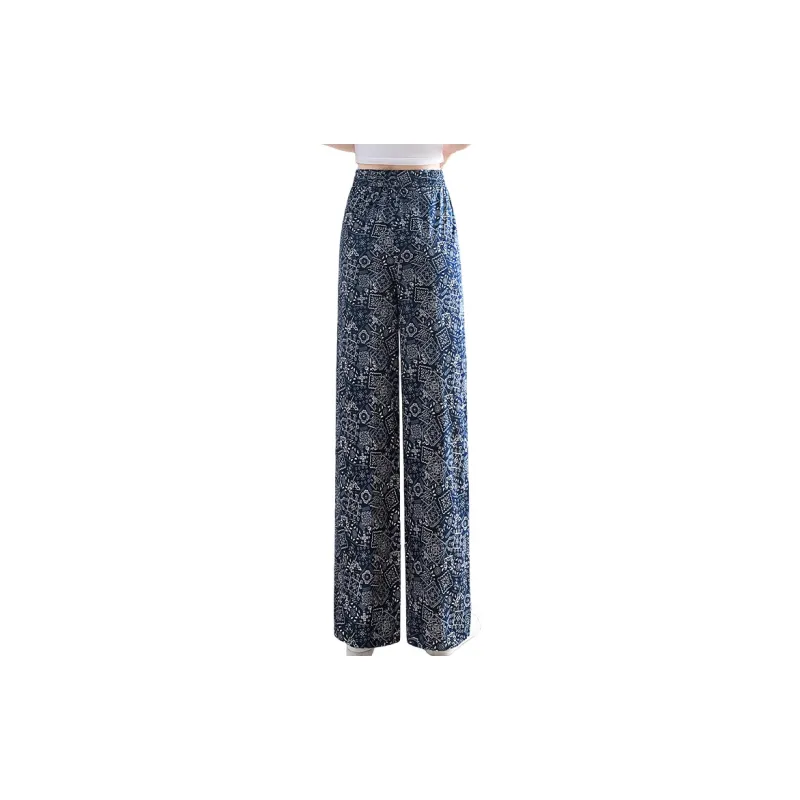 Cypress House Casual Pants Women's Navy Blue With White Floral-1