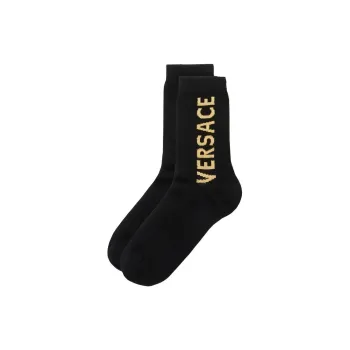 VERSACE Mid Calf Socks Unisex 1 Pack Black Gold